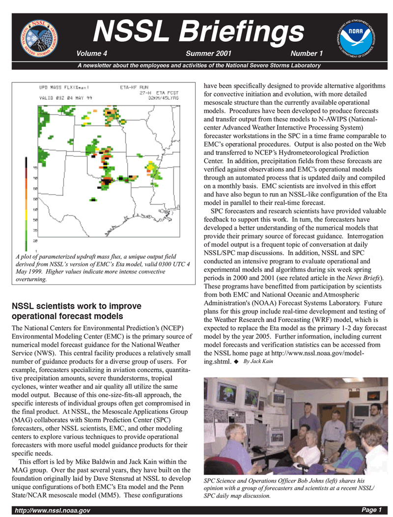 NSSL Briefings Summer 2001 front page